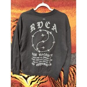 RVCA Sweatshirt Men Large Black Skate Fleece Streetwear Outdoor Pullover Sweater